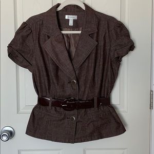 Brown short sleeve blazer/shirt